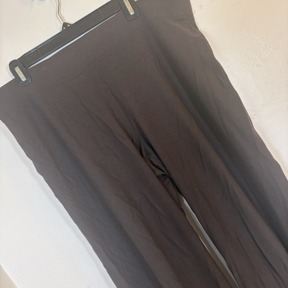 Eileen Fisher Brown Full Length Crepe Jersey Pants XL Viscose Nylon & Spandex